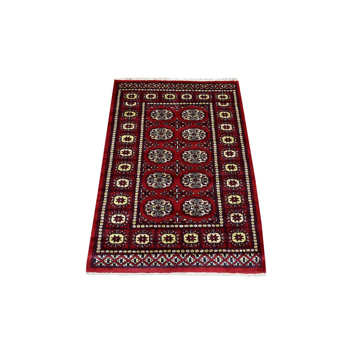 2'6" x 4'2" New Hand Knotted Red Wool Rectangle Oriental Rug - MOA10269443