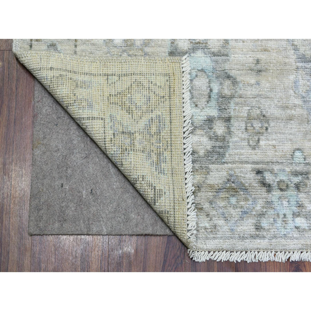 6'3" x 9'0" New Hand Knotted Beige Wool Rectangle Oriental Rug - MOA10269528