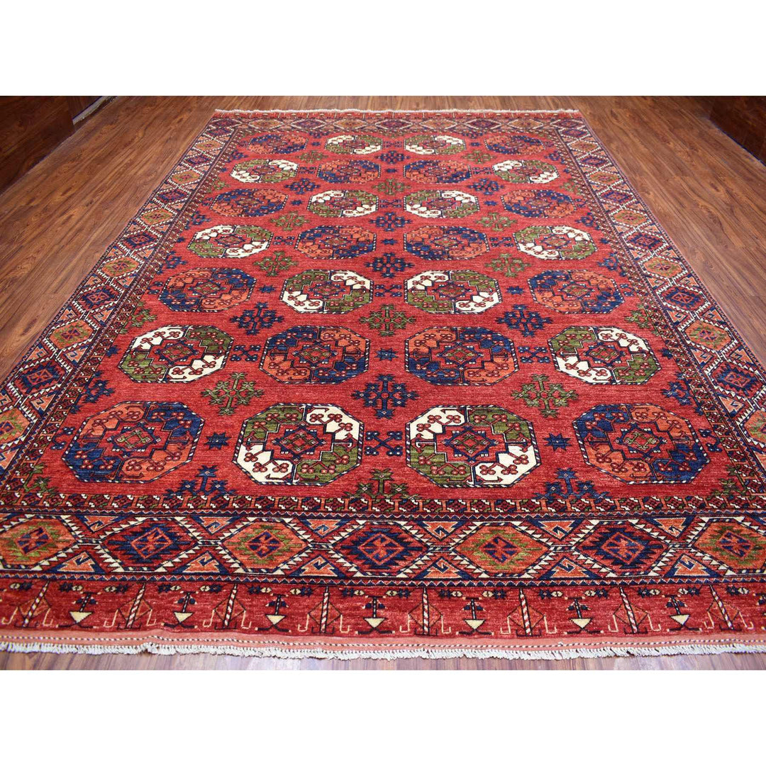 10'0" x 13'9" New Hand Knotted Red Wool Rectangle Oriental Rug - MOA10269531