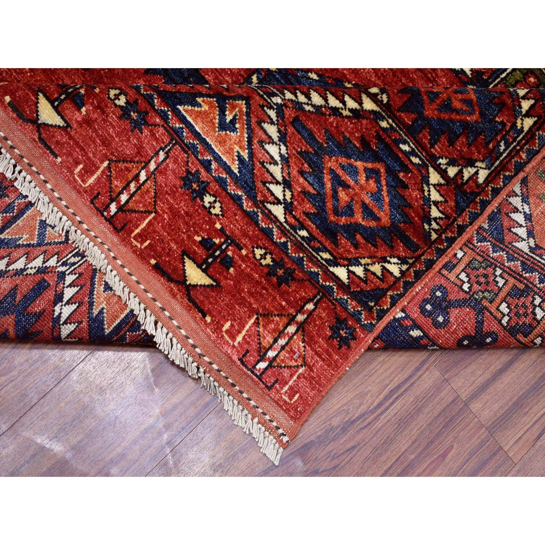 10'0" x 13'9" New Hand Knotted Red Wool Rectangle Oriental Rug - MOA10269531