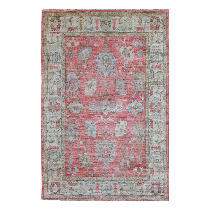 5'10" x 9'0" New Hand Knotted Pink Wool Rectangle Oriental Rug - MOA10269576