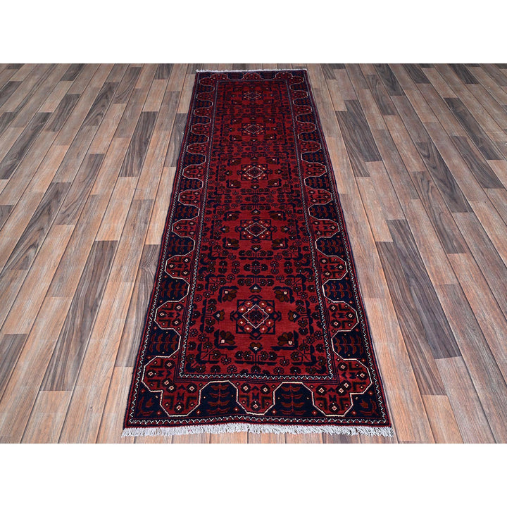 2'4" x 7'0" New Hand Knotted Red Wool Runner Oriental Rug - MOA102695