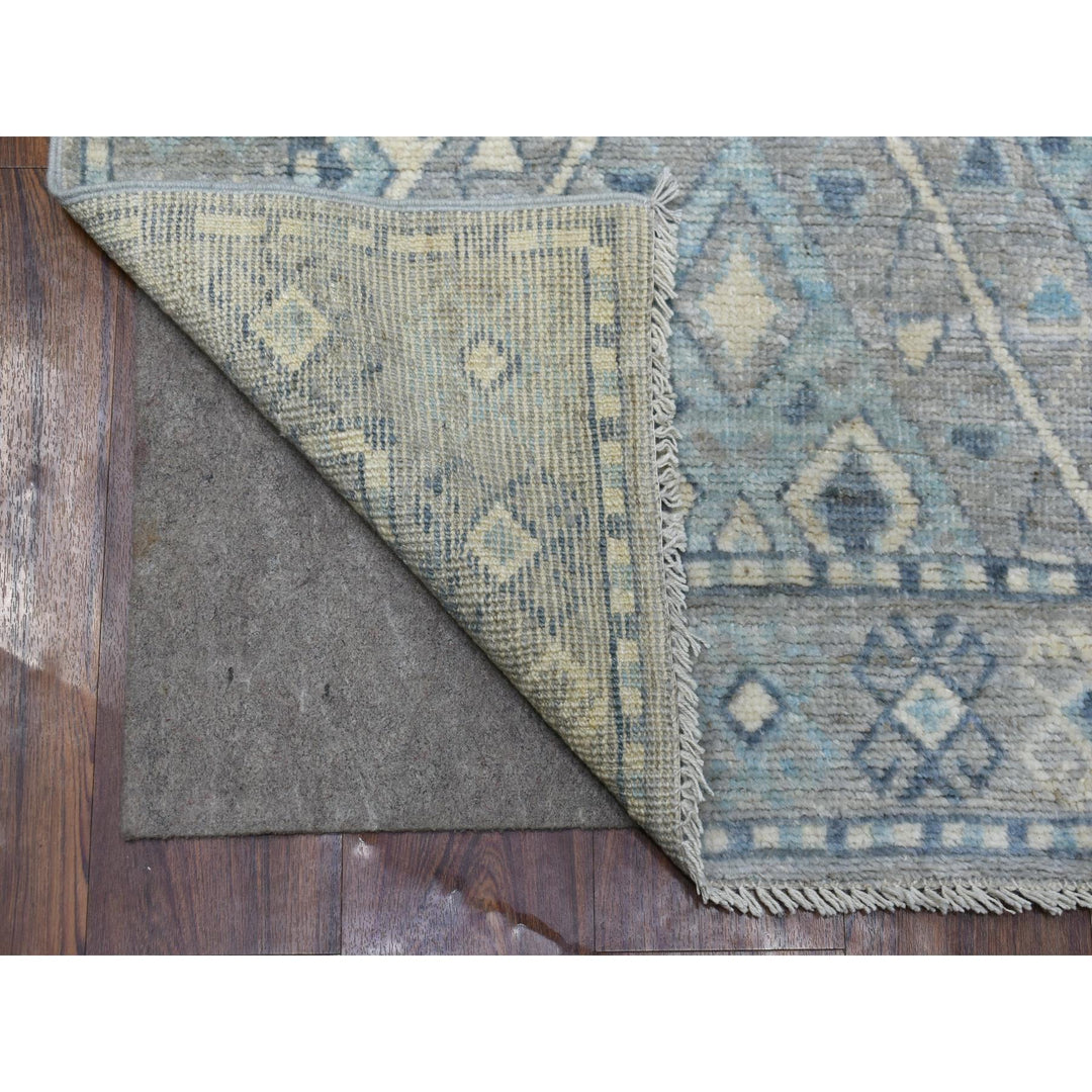 2'10" x 9'8" New Hand Knotted Grey Wool Runner Oriental Rug - MOA10269609