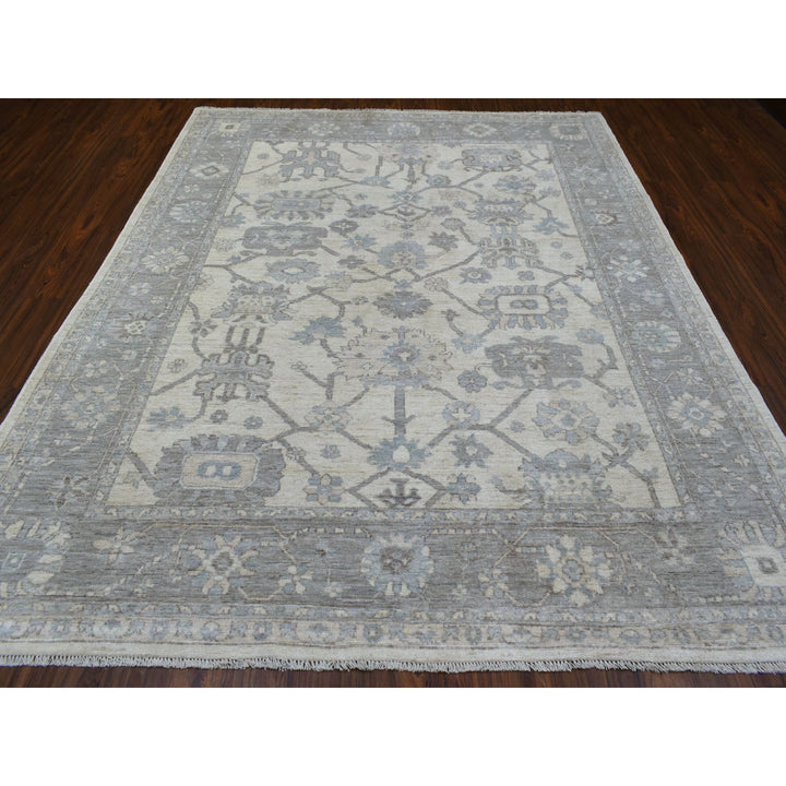 8'0" x 9'10" New Hand Knotted Ivory Wool Rectangle Oriental Rug - MOA10269634