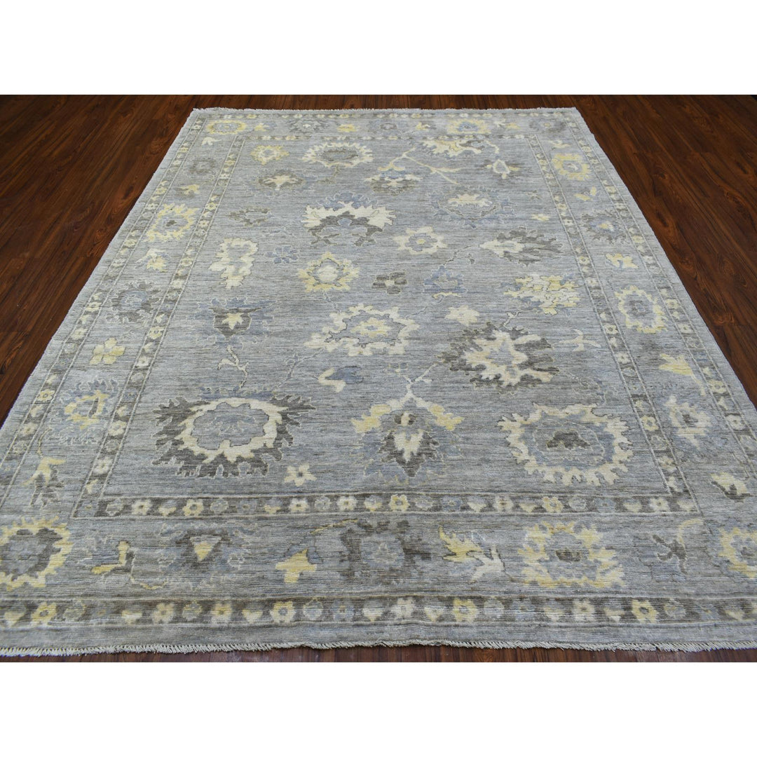 8'0" x 9'10" New Hand Knotted Grey Wool Rectangle Oriental Rug - MOA10269784