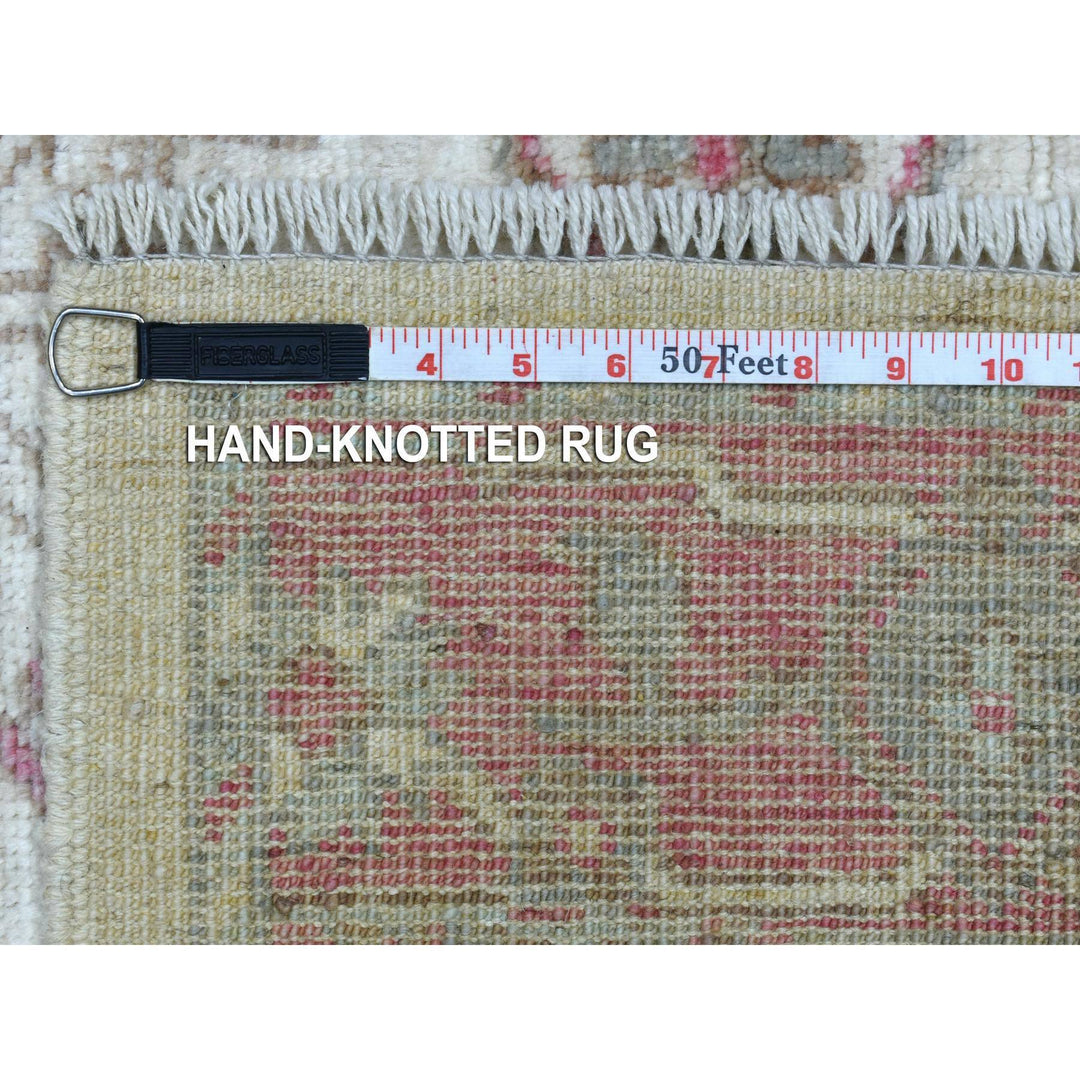 4'1" x 5'10" New Hand Knotted Ivory Wool Rectangle Oriental Rug - MOA10269819