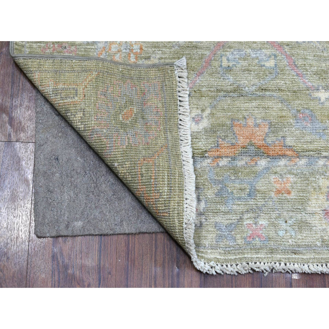 3'0" x 11'7" New Hand Knotted Green Wool Runner Oriental Rug - MOA10269848