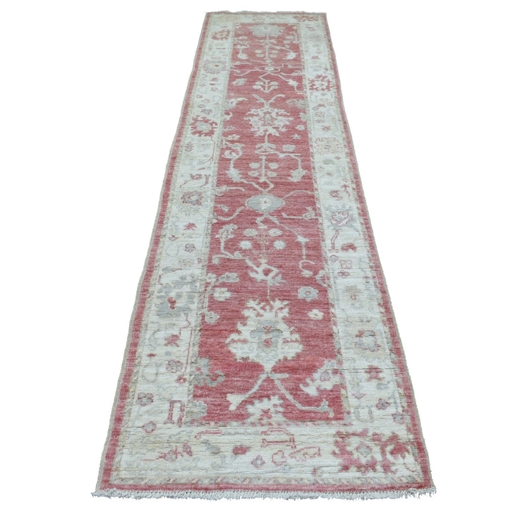 2'9" x 11'6" New Hand Knotted Red Wool Runner Oriental Rug - MOA10269854