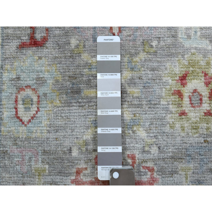 2'7" x 12'2" New Hand Knotted Grey Wool Runner Oriental Rug - MOA10269882