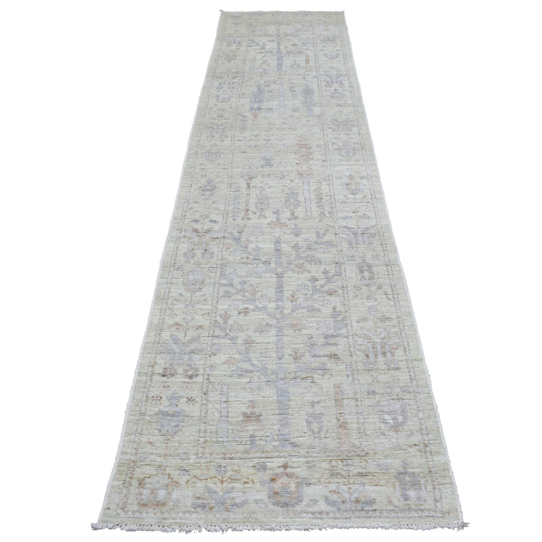 2'8" x 11'9" New Hand Knotted Beige Wool Runner Oriental Rug - MOA10269893