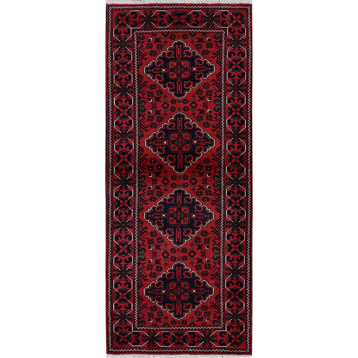 2'4" x 5'8" New Hand Knotted Red Wool Runner Oriental Rug - MOA102698