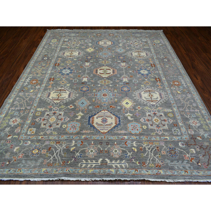 8'1" x 9'5" New Hand Knotted Grey Wool Rectangle Oriental Rug - MOA10269980