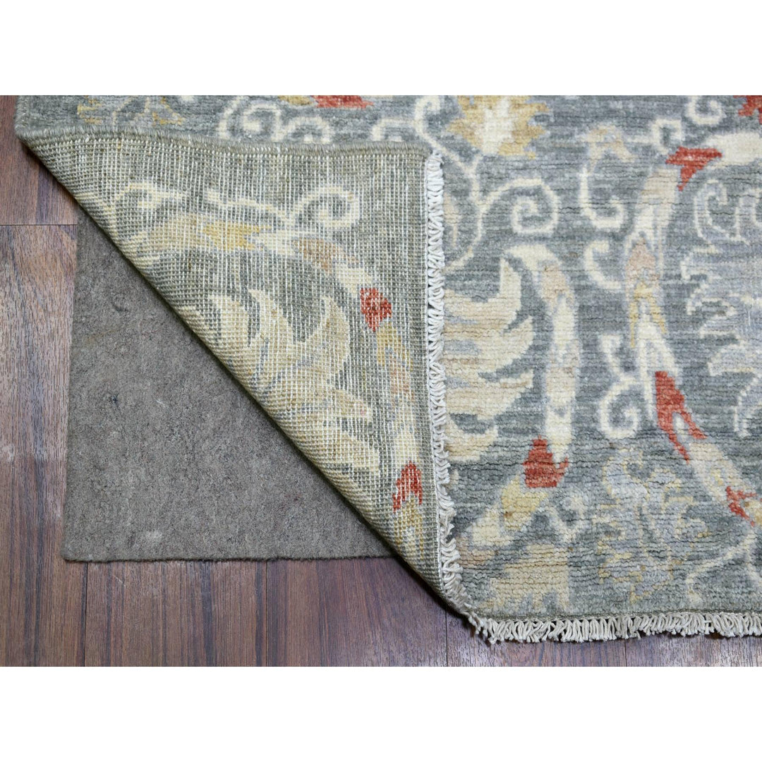 6'1" x 8'8" New Hand Knotted Grey Wool Rectangle Oriental Rug - MOA10270011