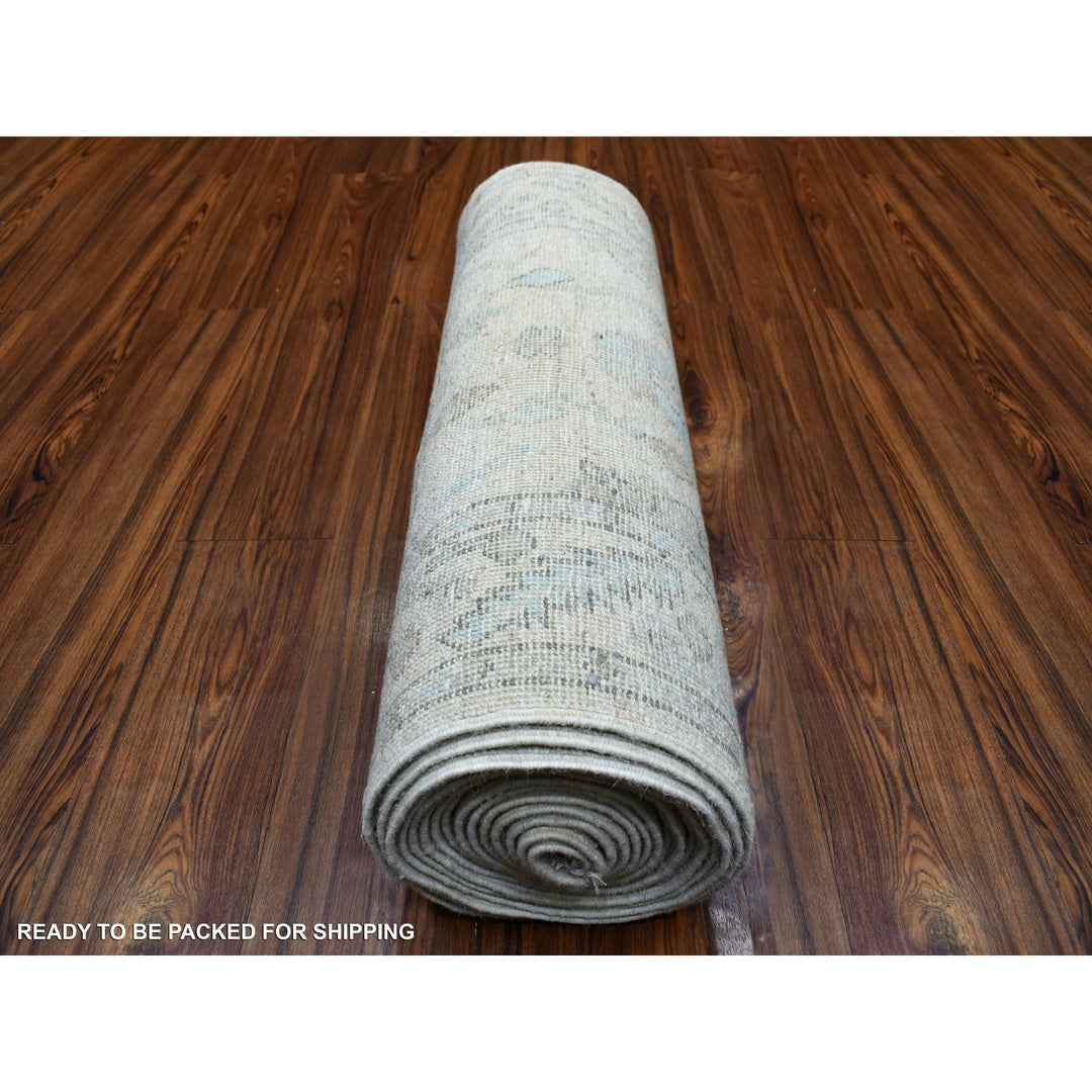 2'6" x 19'9" New Hand Knotted Grey Wool Runner Oriental Rug - MOA10270042