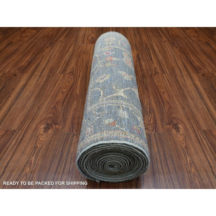 2'6" x 19'2" New Hand Knotted Blue Wool Runner Oriental Rug - MOA10270052