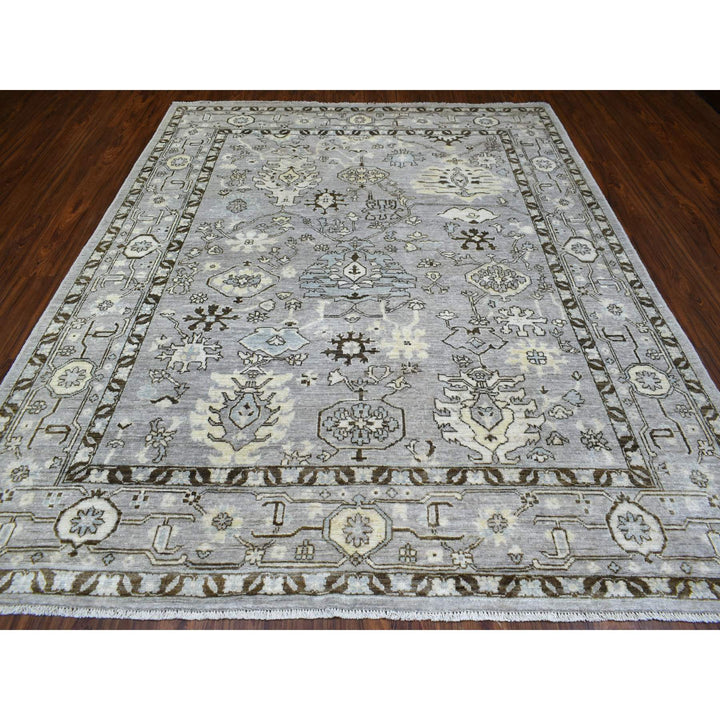 8'1" x 9'8" New Hand Knotted Grey Wool Rectangle Oriental Rug - MOA10270069