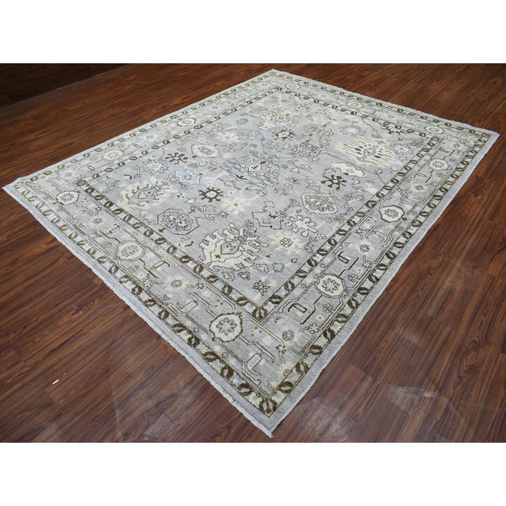 8'1" x 9'8" New Hand Knotted Grey Wool Rectangle Oriental Rug - MOA10270069