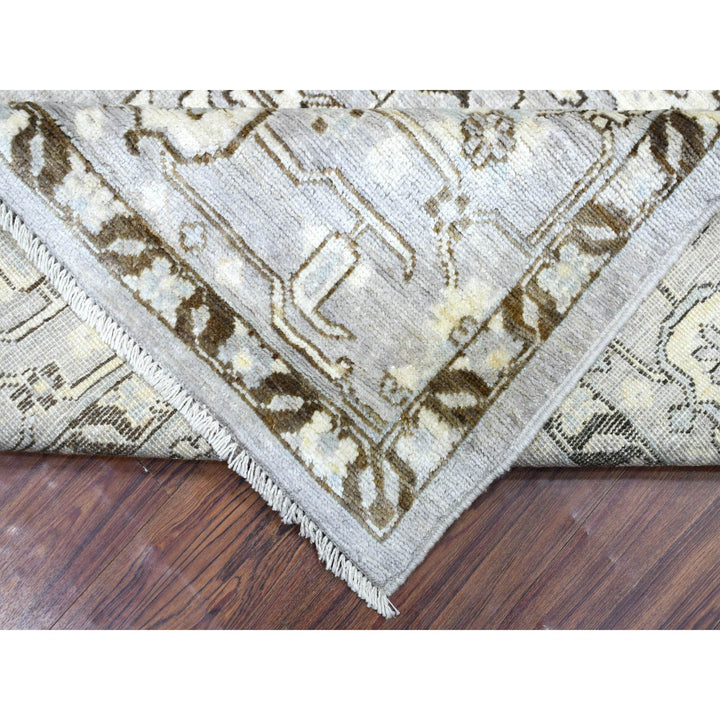 8'1" x 9'8" New Hand Knotted Grey Wool Rectangle Oriental Rug - MOA10270069