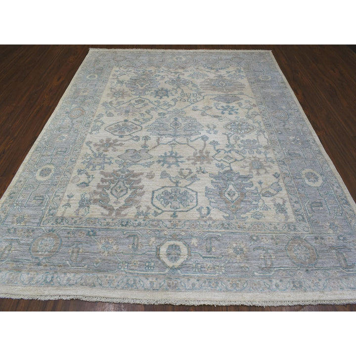 7'10" x 10'0" New Hand Knotted Ivory Wool Rectangle Oriental Rug - MOA10270072