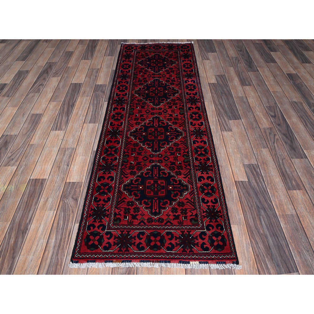 2'3" x 6'11" New Hand Knotted Red Wool Runner Oriental Rug - MOA102700