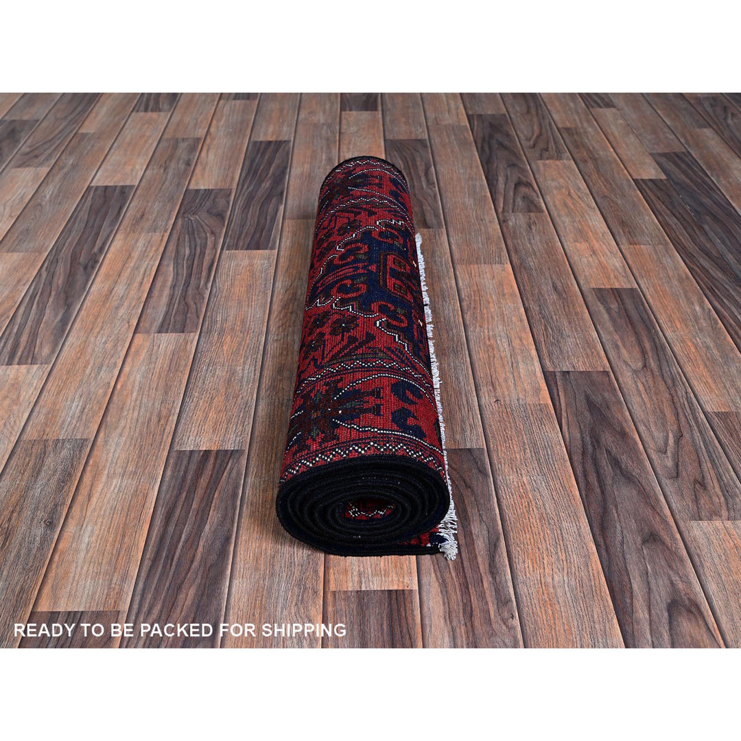 2'3" x 6'11" New Hand Knotted Red Wool Runner Oriental Rug - MOA102700