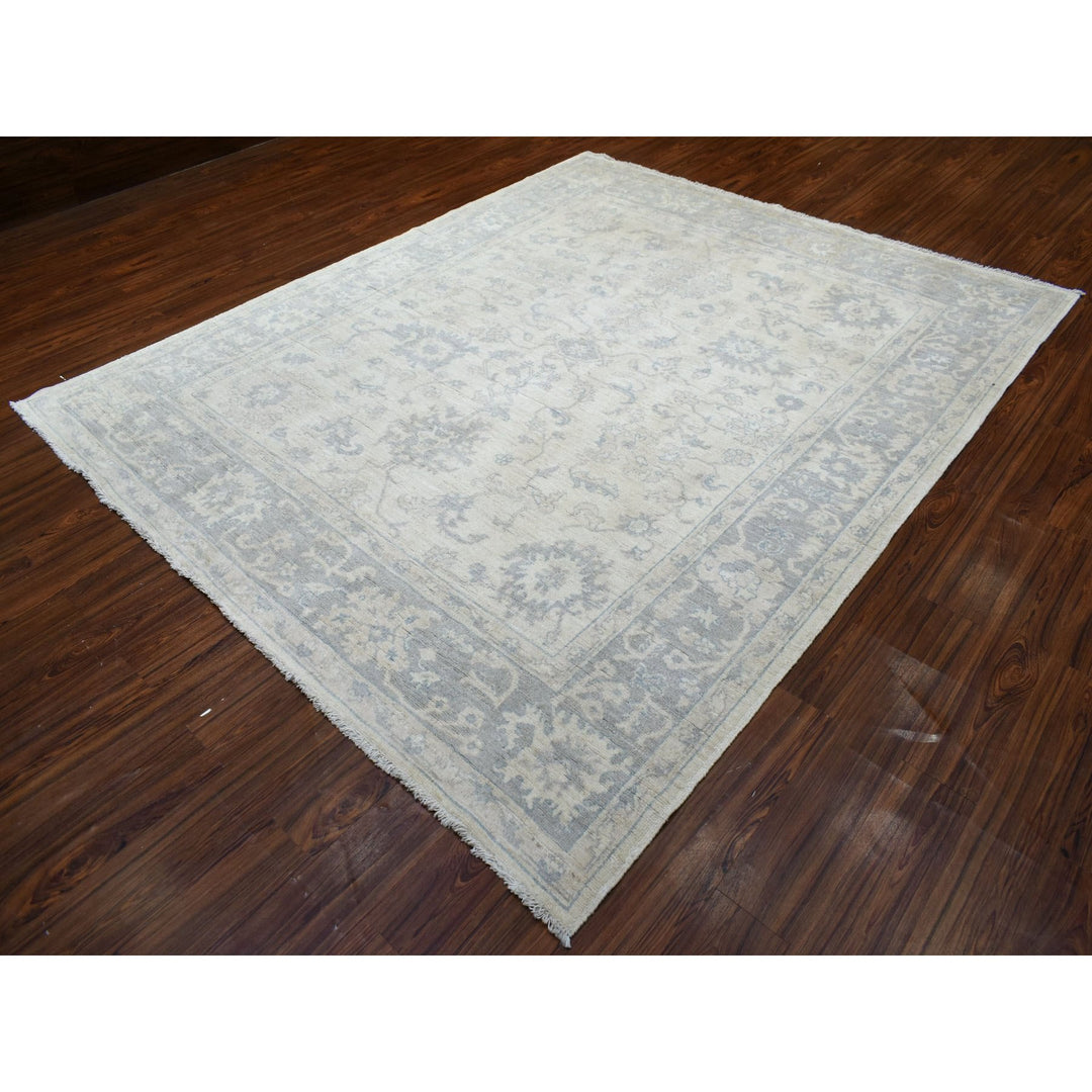 8'1" x 9'8" New Hand Knotted Grey Wool Rectangle Oriental Rug - MOA10270125