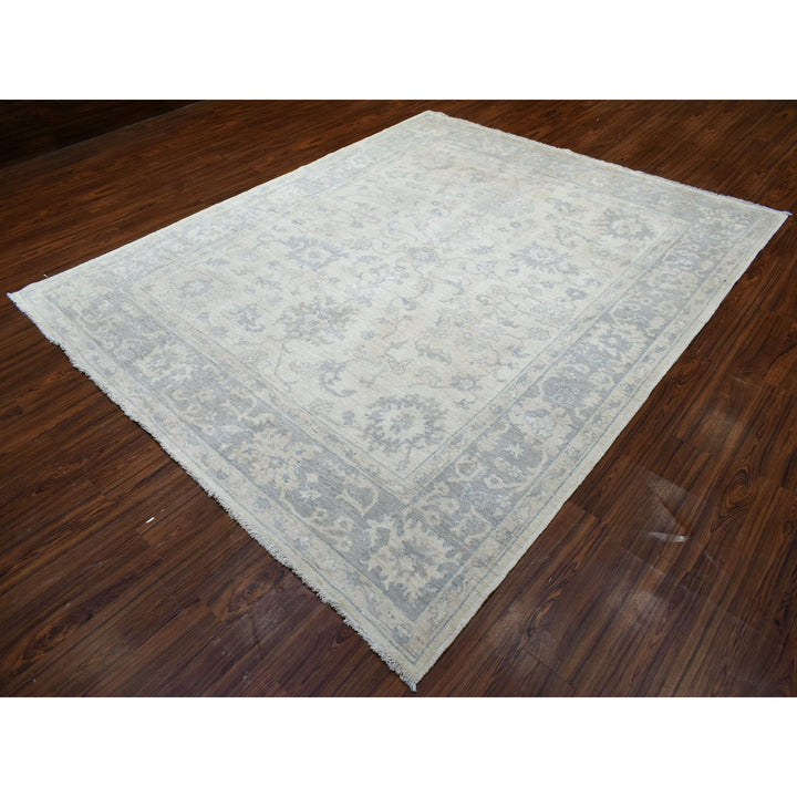 8'1" x 9'8" New Hand Knotted Grey Wool Rectangle Oriental Rug - MOA10270125