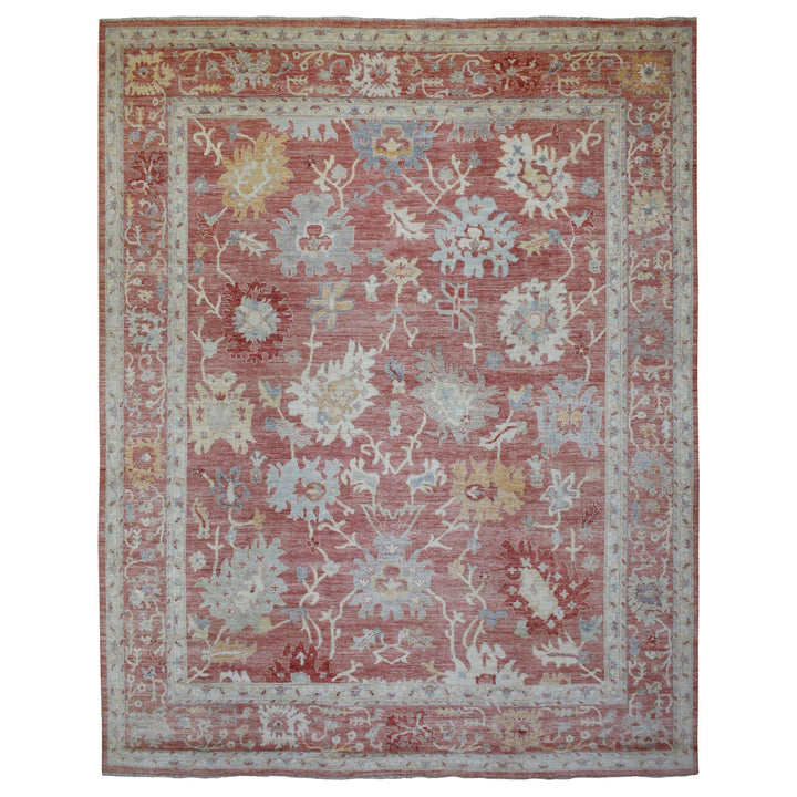 11'9" x 14'8" New Hand Knotted Pink Wool Rectangle Oriental Rug - MOA10270140