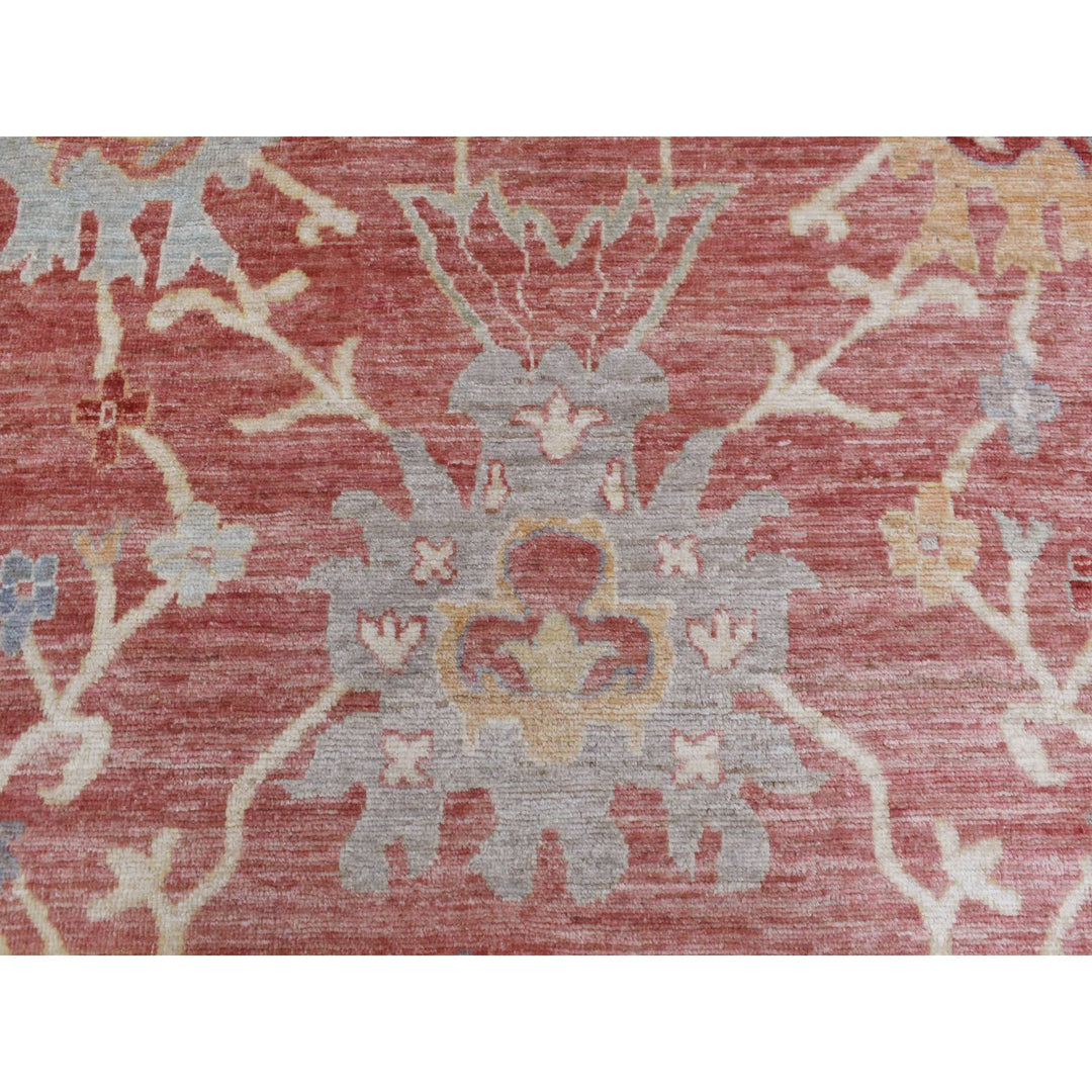 11'9" x 14'8" New Hand Knotted Pink Wool Rectangle Oriental Rug - MOA10270140