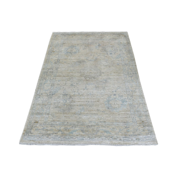 4'0" x 5'10" New Hand Knotted Grey Wool Rectangle Oriental Rug - MOA10270141