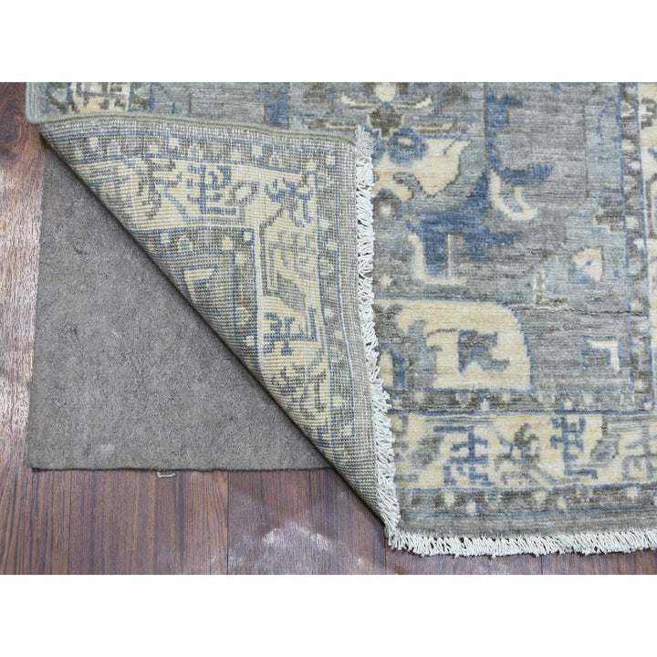 2'5" x 11'7" New Hand Knotted Grey Wool Runner Oriental Rug - MOA10270158