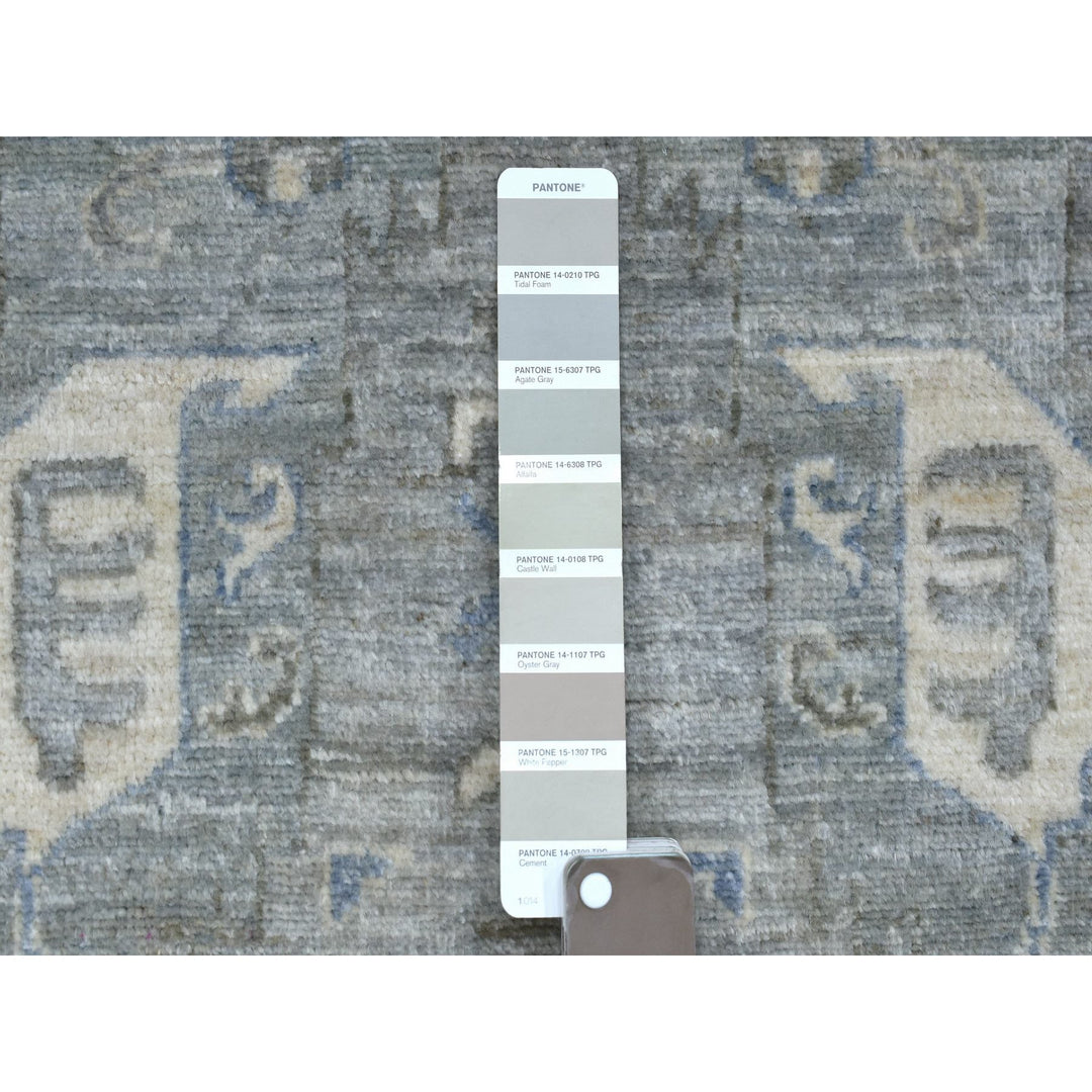 2'5" x 11'7" New Hand Knotted Grey Wool Runner Oriental Rug - MOA10270158