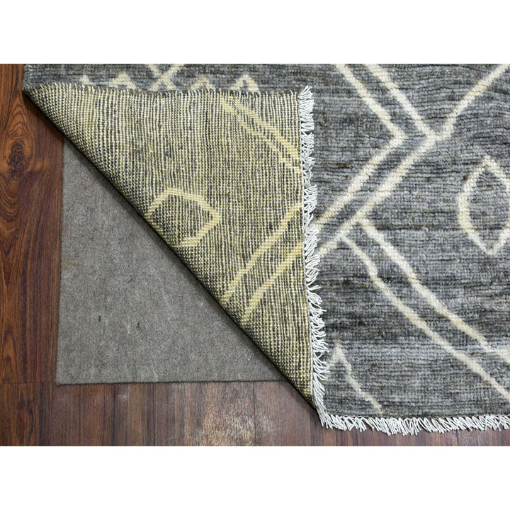 12'4" x 15'1" New Hand Knotted Grey Wool Rectangle Oriental Rug - MOA10270166