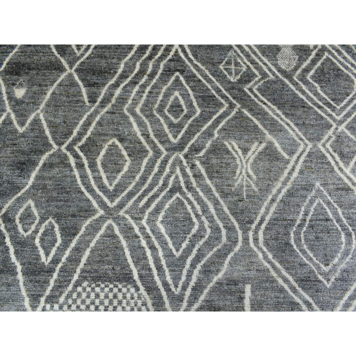 12'4" x 15'1" New Hand Knotted Grey Wool Rectangle Oriental Rug - MOA10270166