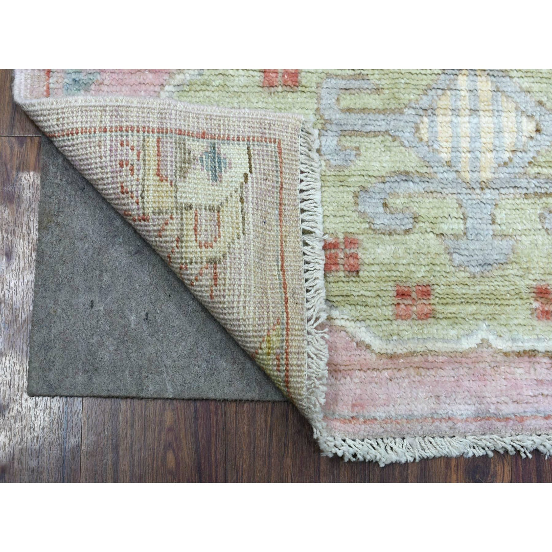 3'4" x 9'9" New Hand Knotted Pink Wool Runner Oriental Rug - MOA10270179