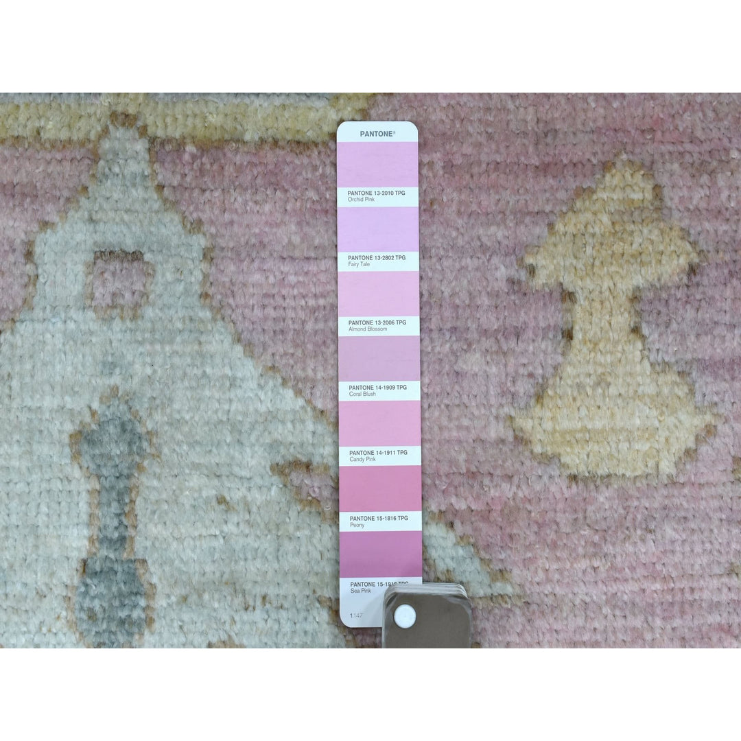 3'4" x 9'9" New Hand Knotted Pink Wool Runner Oriental Rug - MOA10270179