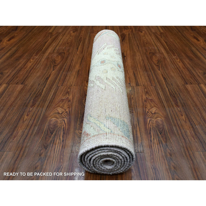 3'4" x 9'9" New Hand Knotted Pink Wool Runner Oriental Rug - MOA10270179