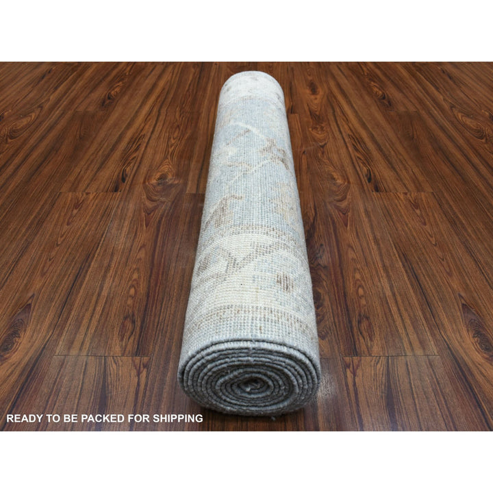 3'0" x 13'7" New Hand Knotted Grey Wool Runner Oriental Rug - MOA10270188