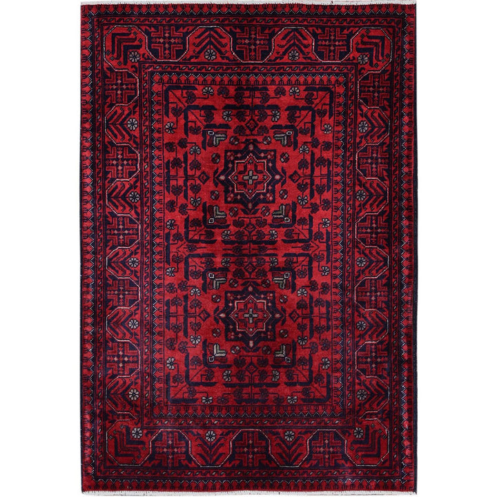 2'8" x 4'0" New Hand Knotted Red Wool Rectangle Oriental Rug - MOA102701