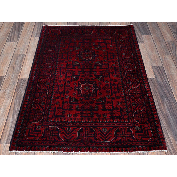 2'8" x 4'0" New Hand Knotted Red Wool Rectangle Oriental Rug - MOA102701