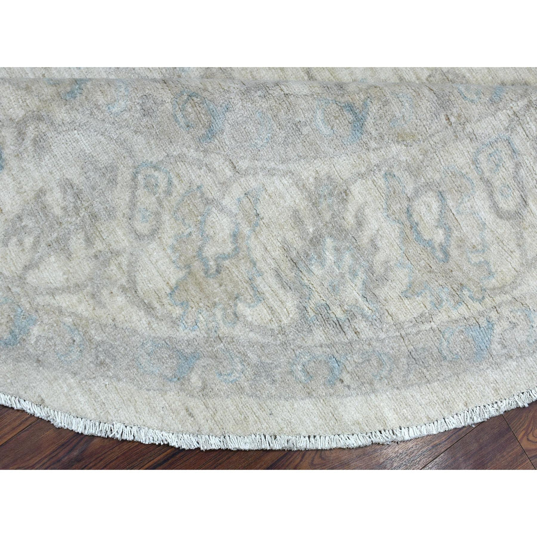 7'8" x 7'8" New Hand Knotted Ivory Wool Round Oriental Rug - MOA10270240