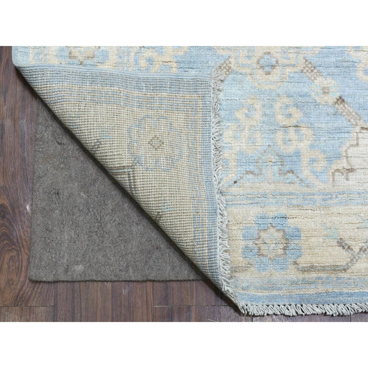 2'9" x 15'0" New Hand Knotted Blue Wool Runner Oriental Rug - MOA10270267