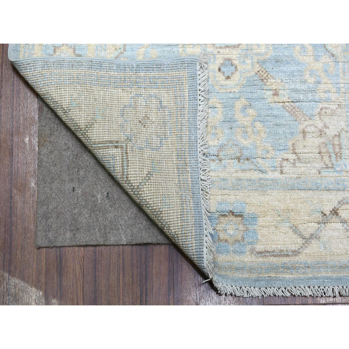 2'6" x 14'10" New Hand Knotted Blue Wool Runner Oriental Rug - MOA10270273