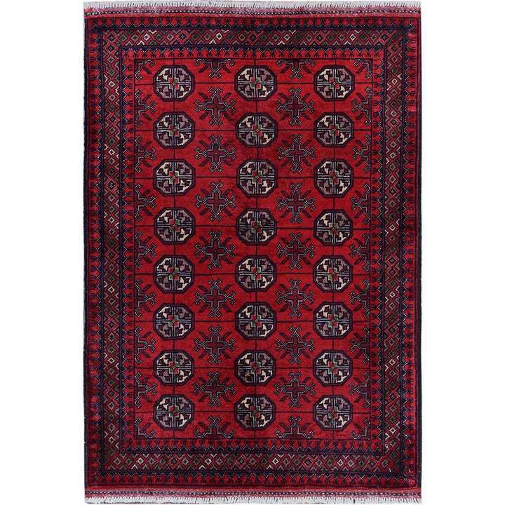 2'9" x 3'10" New Hand Knotted Red Wool Rectangle Oriental Rug - MOA102702