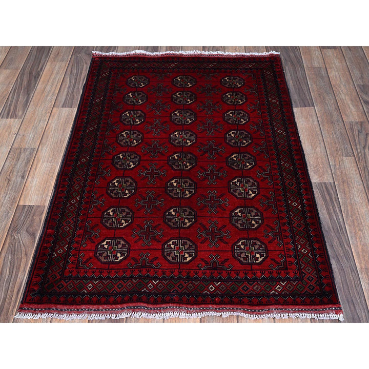 2'9" x 3'10" New Hand Knotted Red Wool Rectangle Oriental Rug - MOA102702