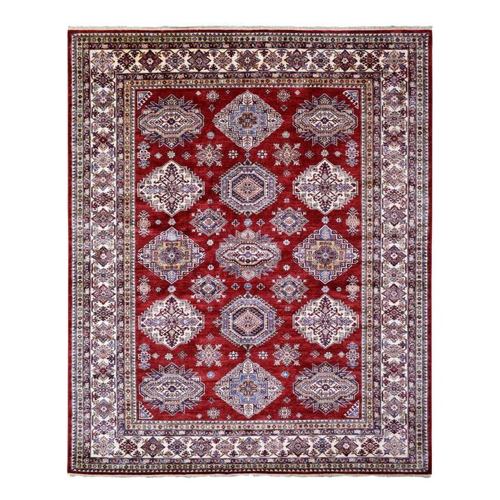 8'4" x 9'9" New Hand Knotted Red Wool Rectangle Oriental Rug - MOA10270301