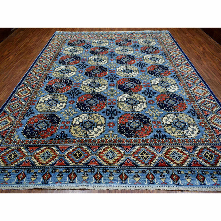 9'8" x 12'4" New Hand Knotted Blue Wool Rectangle Oriental Rug - MOA10270321