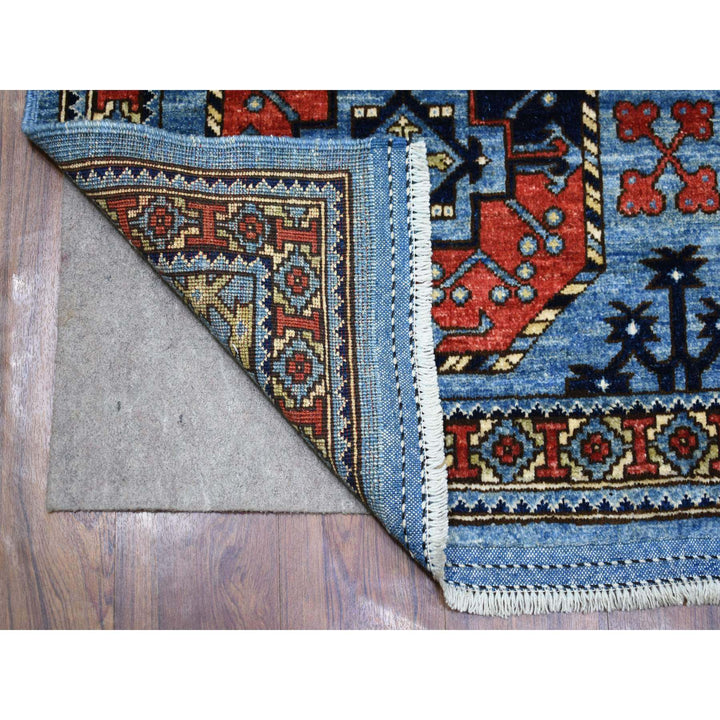 4'1" x 9'9" New Hand Knotted Blue Wool Runner Oriental Rug - MOA10270392