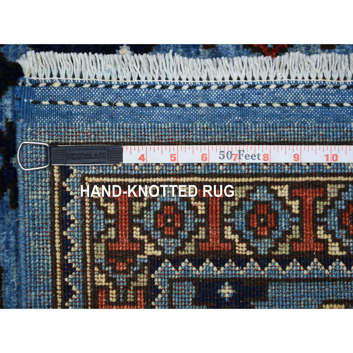 4'1" x 9'9" New Hand Knotted Blue Wool Runner Oriental Rug - MOA10270392