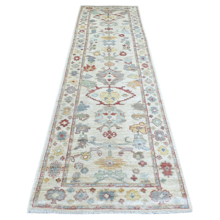 3'2" x 11'6" New Hand Knotted Ivory Wool Runner Oriental Rug - MOA10270394